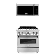 ZLINE 30 in. Kitchen Package Stainless Steel Dual Fuel Range and Over The Range Microwave with Traditional Handle (2KP-RAOTRH30) - (2KPRAOTRH30)