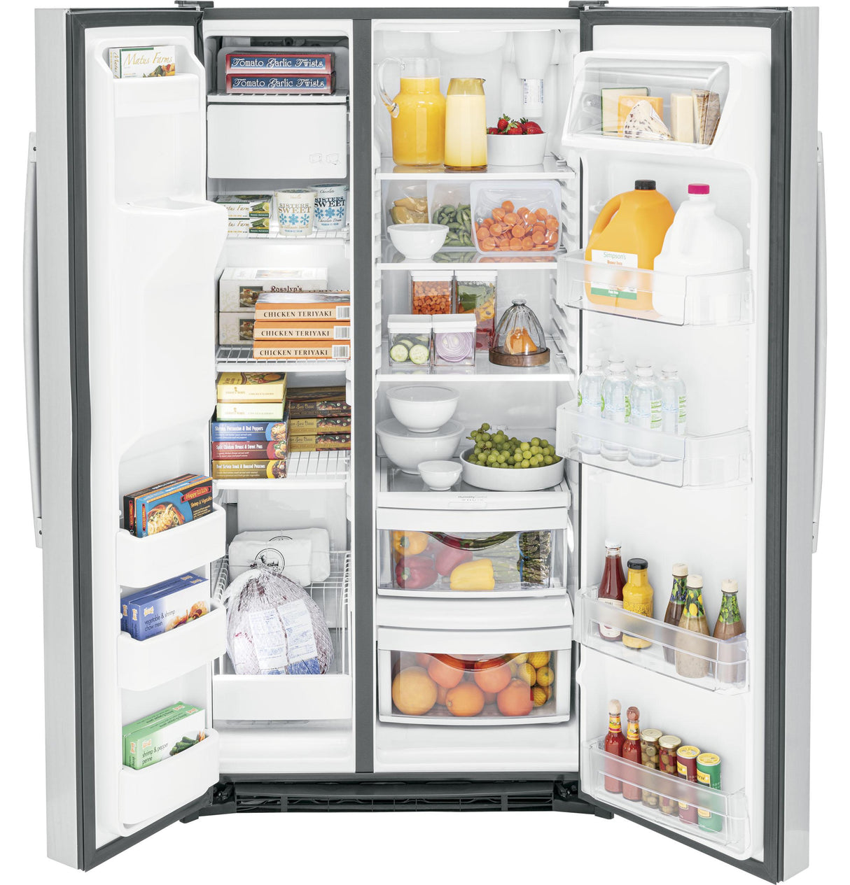 GE GSS25GYPFS - 36 in. 25.3 cu. ft. Side by Side Refrigerator with Ice & Water Dispenser - Fingerprint Resistant Stainless