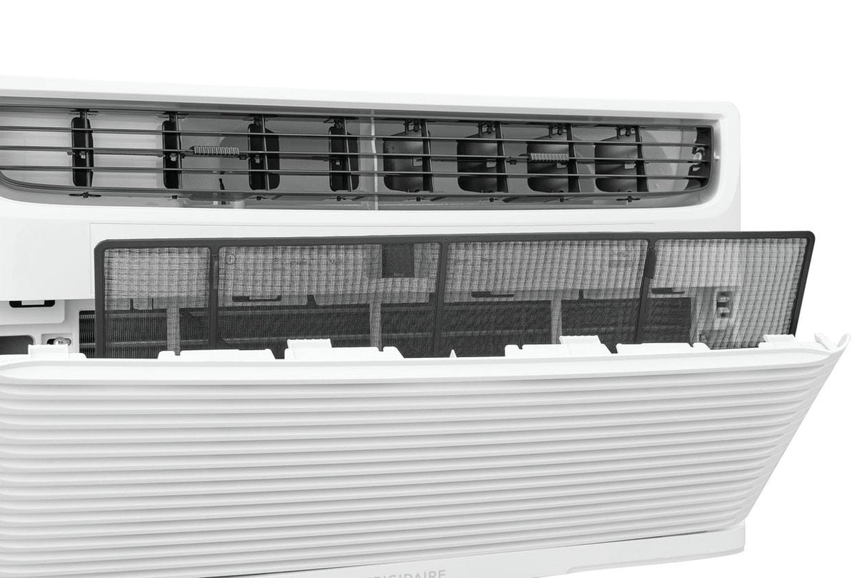 Frigidaire 12,000 BTU Built-In WiFi Room Air Conditioner  Model FHTW123WA1 close-up of the open filter