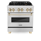 ZLINE Autograph Edition 30" 4.0 cu. ft. Dual Fuel Range with Gas Stove and Electric Oven in DuraSnow Stainless Steel with Accents (RASZ-SN-30) [Color: Gold] - (RASZSN30G)