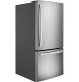 GE GDE25EYKFS - 33 in. 24.8 cu. ft. Bottom Freezer Refrigerator with Ice Maker - Fingerprint Resistant Stainless
