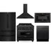 ZLINE Kitchen Package with Black Stainless Steel Refrigeration, 36" Dual Fuel Range, 36" Range Hood, Microwave Drawer, and 24" Tall Tub Dishwasher (5KPR-RABRH36-MWDWV) - (5KPRRABRH36MWDWV)