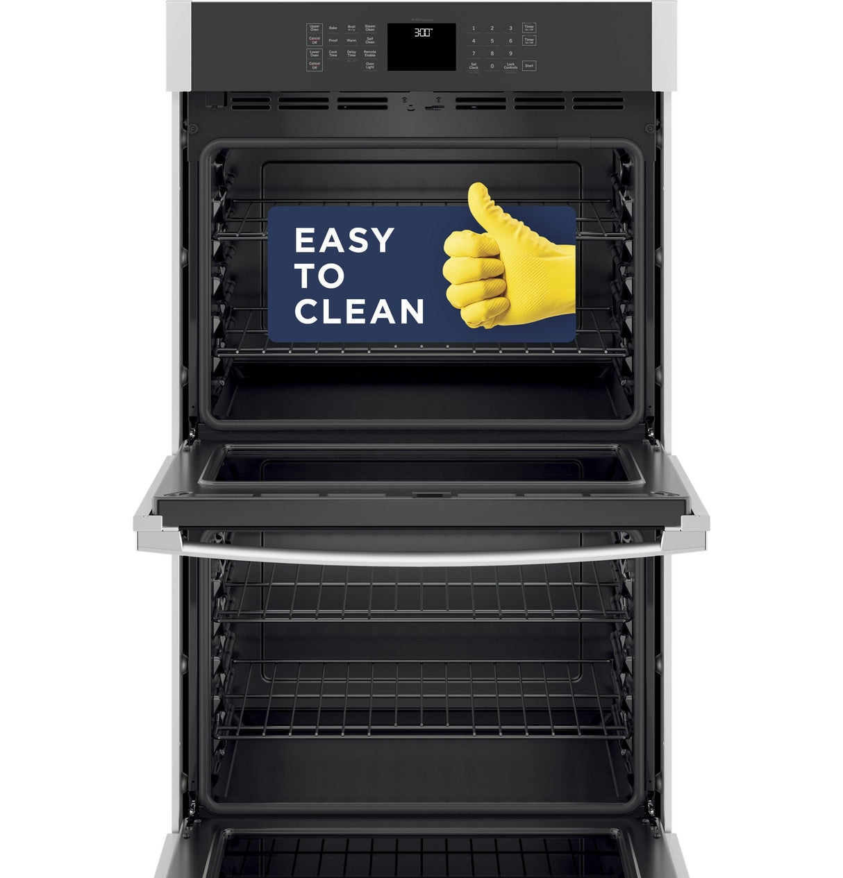 GE JTD3000SNSS - 30 in. 10 ft. Smart Built-In Self-Clean Double Wall Oven with Never-Scrub Racks - Stainless Steel