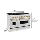 ZLINE Autograph Edition 48" 6.0 cu. ft. Dual Fuel Range with Gas Stove and Electric Oven in DuraSnow Stainless Steel (RASZ-SN-48) [Color: Gold] - (RASZSN48G)