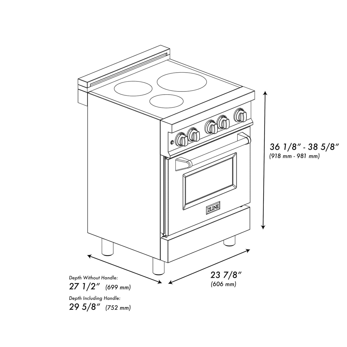 ZLINE 24" 2.8 cu. ft. Induction Range with a 4 Element Stove and Electric Oven in Stainless Steel (RAIND-24) [Color: Stainless Steel] - (RAIND24)