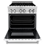 ZLINE 30 in. 4.0 cu. ft. Electric Oven and Gas Cooktop Dual Fuel Range with Griddle and White Matte Door in Stainless Steel (RA-WM-GR-30) - (RAWMGR30)