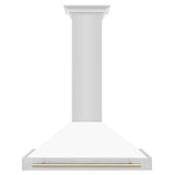ZLINE 36 in. Autograph Edition Convertible Stainless Steel Range Hood with White Matte Shell (KB4STZ-WM36) [Color: Gold Accents] - (KB4STZWM36G)