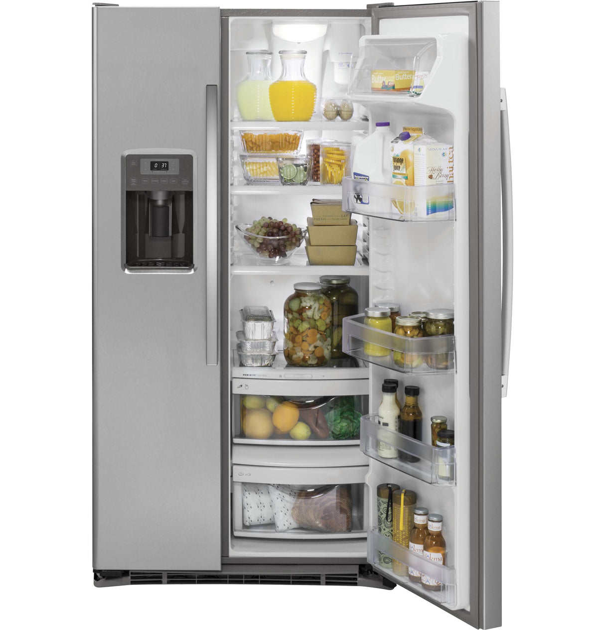 GE GZS22DSJSS - 36 in. 21.9 cu. ft. Counter Depth Side by Side Refrigerator with Ice & Water Dispenser - Stainless Steel