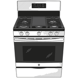 GE JGBS66REKSS - 30 in. 5 cu. ft. Gas Range with 5 Sealed Burners & Griddle - Stainless Steel