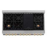 ZLINE Autograph Edition 48" 6.0 cu. ft. Dual Fuel Range with Gas Stove and Electric Oven in DuraSnow Stainless Steel (RASZ-SN-48) [Color: Gold] - (RASZSN48G)
