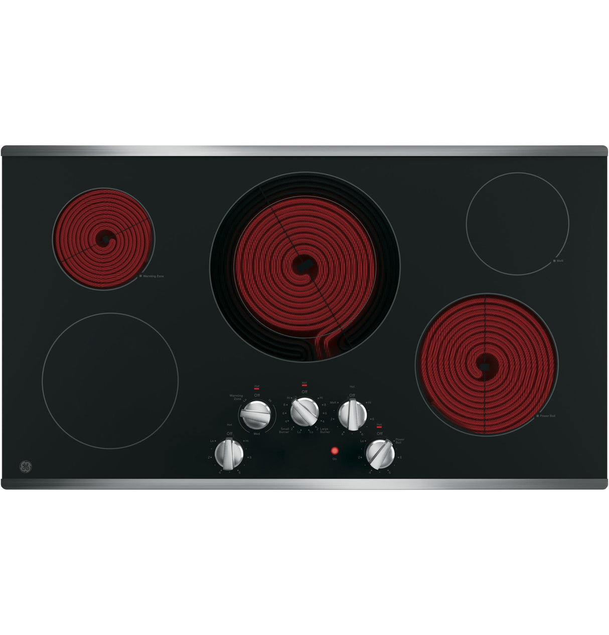 GE JP3036SLSS - 36 in. 5-Burner Electric Cooktop with Simmer Burner & Power Burner - Stainless Steel