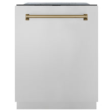 ZLINE Autograph Edition 24" 3rd Rack Top Touch Control Tall Tub Dishwasher in Stainless Steel with Accent Handle, 45dBa (DWMTZ-304-24) [Color: Champagne Bronze] - (DWMTZ30424CB)