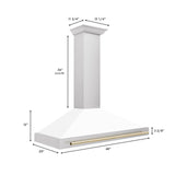 ZLINE 48 in. Autograph Edition Convertible Stainless Steel Range Hood with White Matte Shell and Champagne Bronze Accents (KB4STZ-WM48-CB) [Color: Gold Accents] - (KB4STZWM48G)