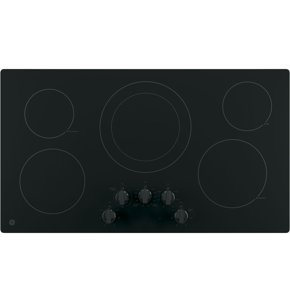 GE JP3036DLBB - 36 in. 5-Burner Electric Cooktop with Simmer Burner & Power Burner - Black