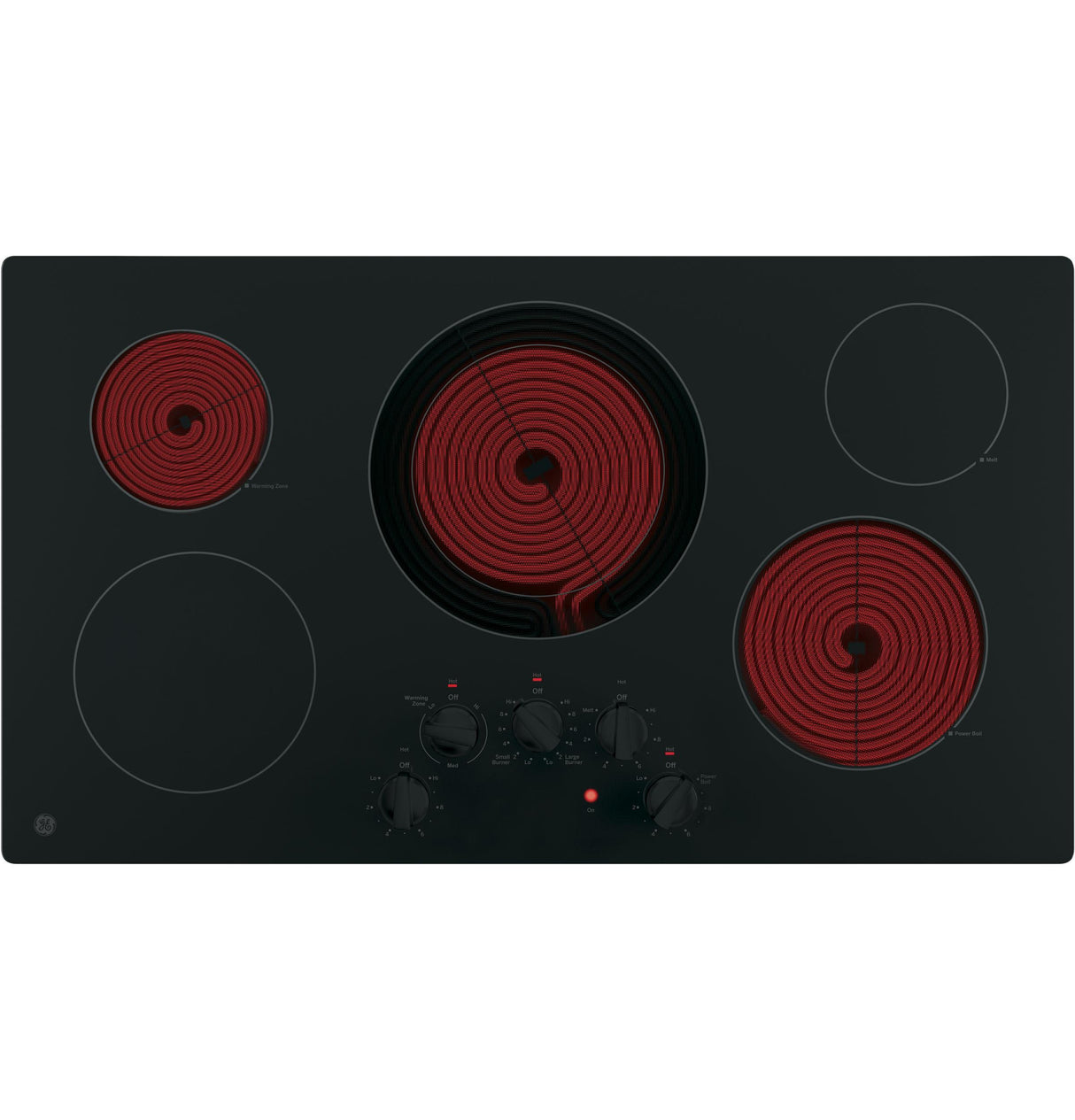 GE JP3036DLBB - 36 in. 5-Burner Electric Cooktop with Simmer Burner & Power Burner - Black