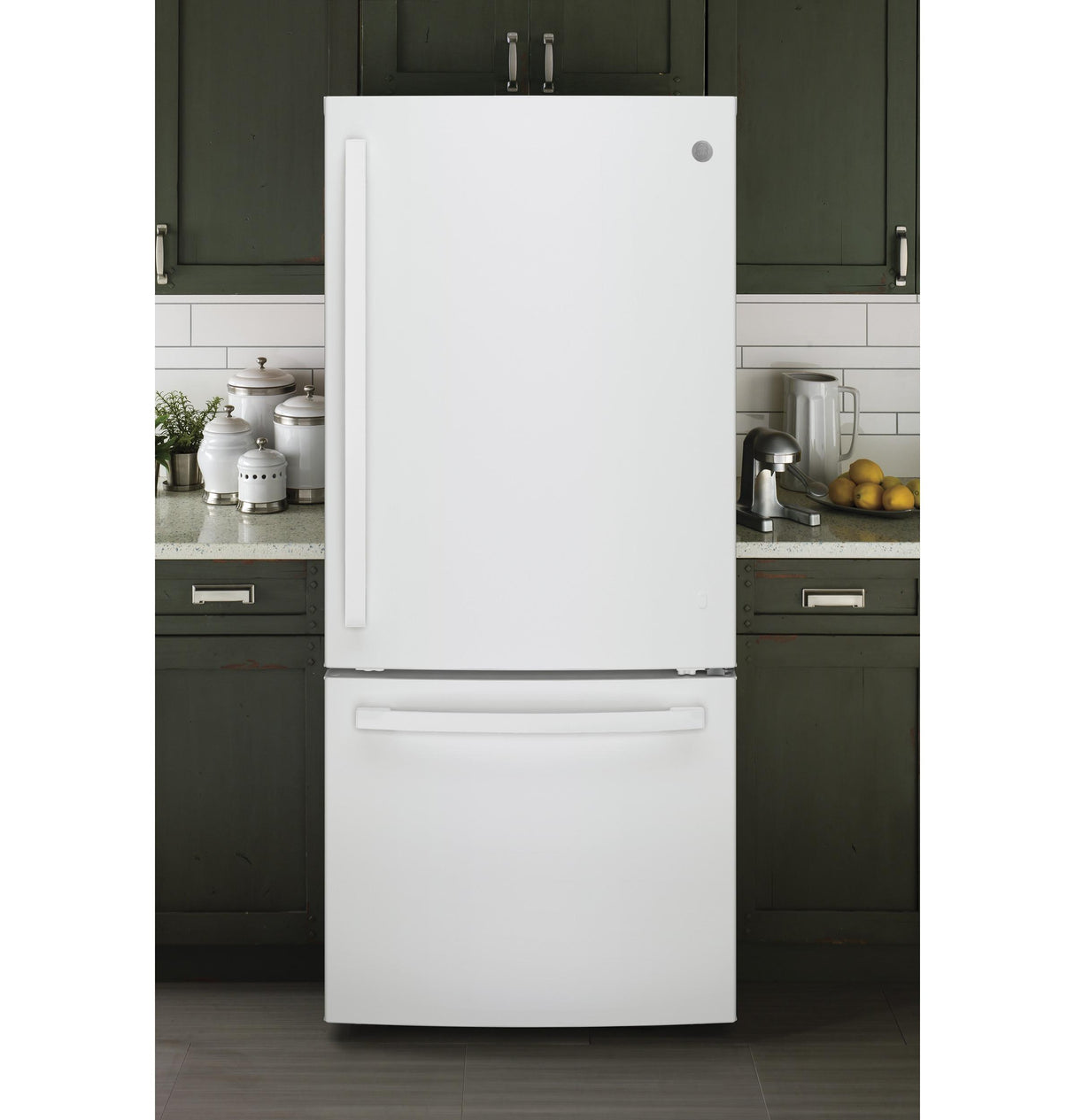 GE GDE21EGKWW - 30 in. 21 cu. ft. Bottom Freezer Refrigerator with Ice Maker - White
