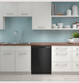 GE GDF535PGRBB - 24 in. Front Control Flush-Mount Dishwasher with 55 dBa Sound Level, Dry Boost & Pocket Handle - Black