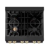 ZLINE Autograph Edition 30" 4.0 cu. ft. Dual Fuel Range with Gas Stove and Electric Oven in Black Stainless Steel with Accents (RABZ-30) [Color: Gold] - (RABZ30G)
