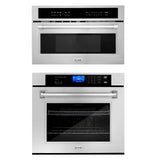 ZLINE Stainless Steel 30 in. Built-in Convection Microwave Oven and 30 in. Single Wall Oven with Self Clean (2KP-MW30-AWS30) - (2KPMW30AWS30)