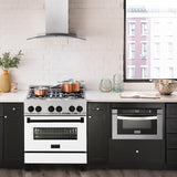 ZLINE Autograph Edition 30" 4.0 cu. ft. Dual Fuel Range with Gas Stove and Electric Oven in DuraSnow Stainless Steel with White Matte Door and Accents (RASZ-WM-30) [Color: Matte Black] - (RASZWM30MB)