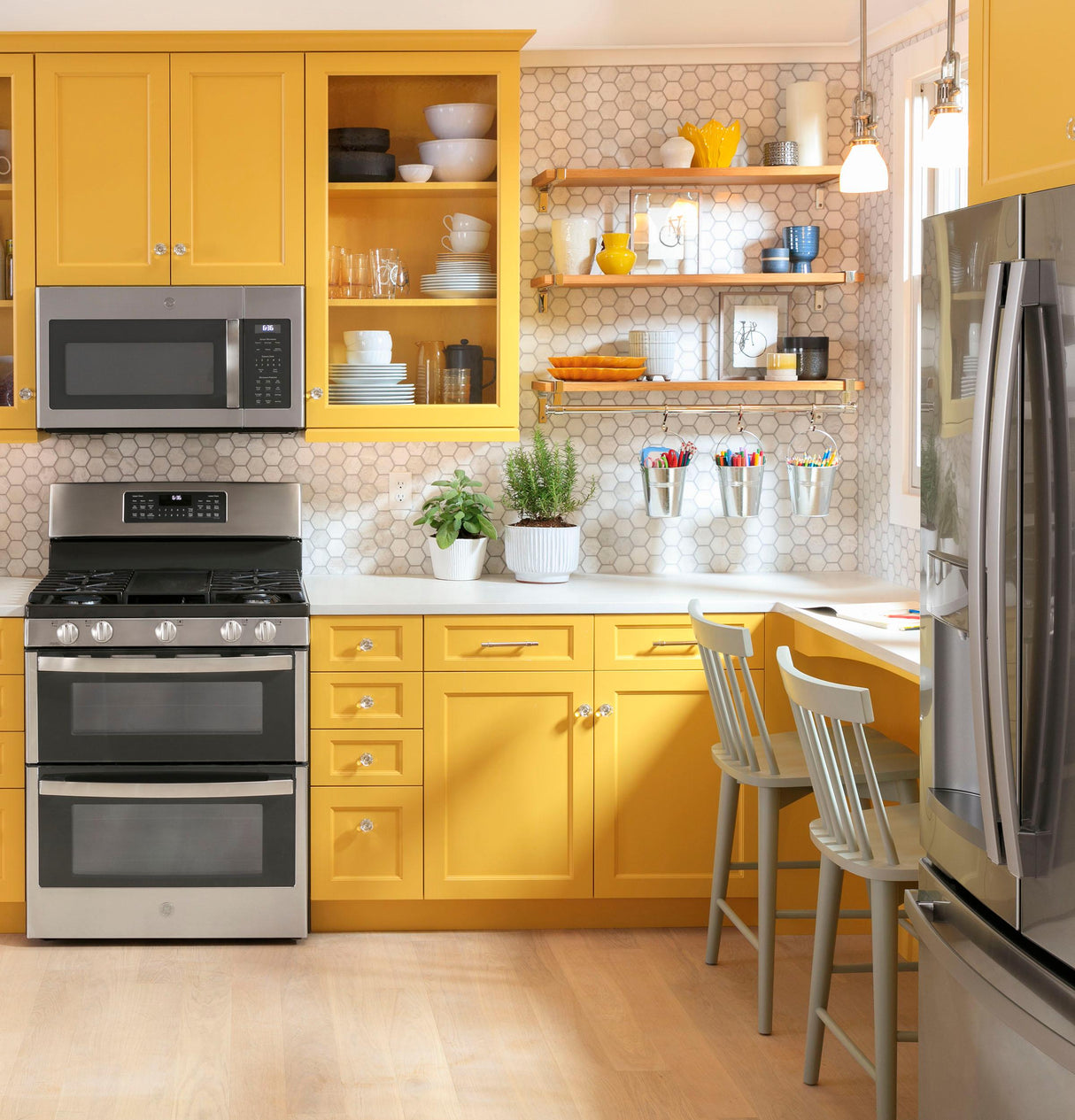 GE GYE22GYNFS - 36 in. 22.1 cu. ft. Counter Depth French Door Refrigerator with Ice & Water Dispenser - Fingerprint Resistant Stainless