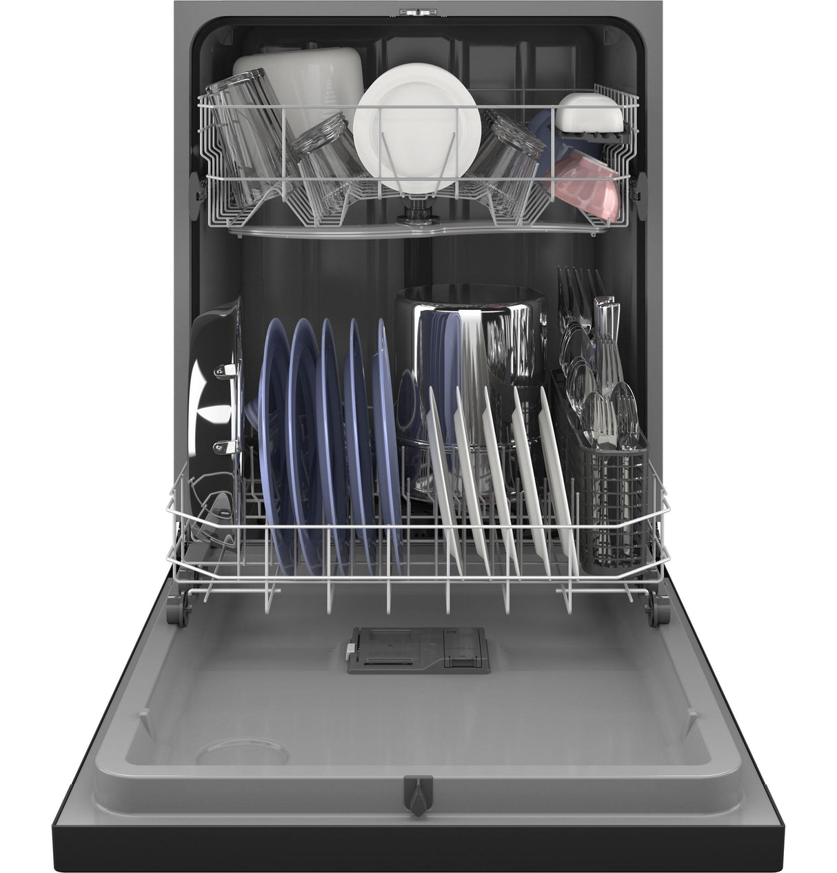 GE GDF535PGRBB - 24 in. Front Control Flush-Mount Dishwasher with 55 dBa Sound Level, Dry Boost & Pocket Handle - Black