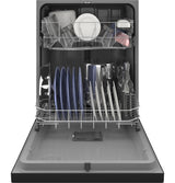 GE GDF535PGRBB - 24 in. Front Control Flush-Mount Dishwasher with 55 dBa Sound Level, Dry Boost & Pocket Handle - Black