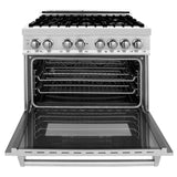 ZLINE 36 in. 4.6 cu. ft. Electric Oven and Gas Cooktop Dual Fuel Range with Griddle in Stainless Steel (RA-GR-36) - (RAGR36)