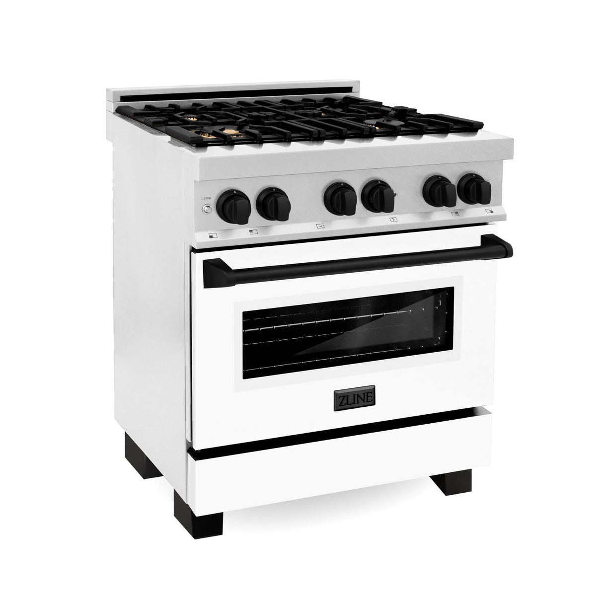 ZLINE Autograph Edition 30" 4.0 cu. ft. Dual Fuel Range with Gas Stove and Electric Oven in DuraSnow Stainless Steel with White Matte Door and Accents (RASZ-WM-30) [Color: Matte Black] - (RASZWM30MB)