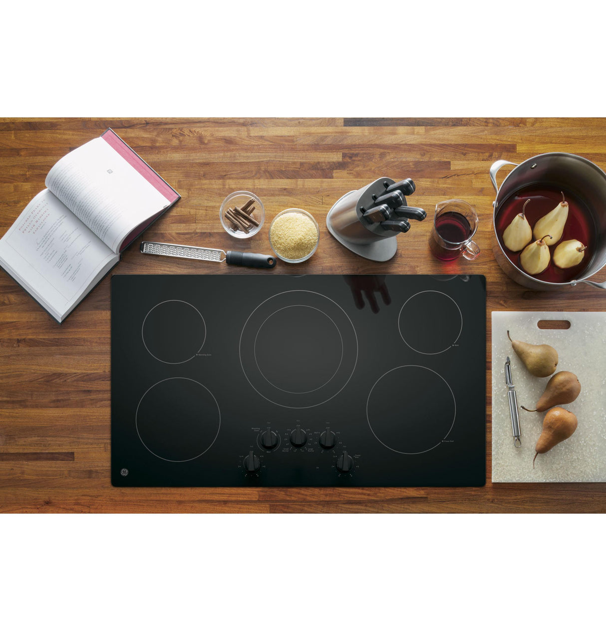 GE JP3036DLBB - 36 in. 5-Burner Electric Cooktop with Simmer Burner & Power Burner - Black