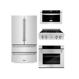 ZLINE Kitchen Package with Refrigeration, 30 in. Stainless Steel Rangetop, 30 in. Single Wall Oven, 30 in. Microwave Oven (4KPR-RT30-MWAWS) - (4KPRRT30MWAWS)