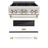 ZLINE Autograph Edition 30 in. 4.0 cu. ft. Dual Fuel Range with Gas Stove and Electric Oven in Stainless Steel with White Matte Door and Accents (RAZ-WM-30) [Color: Gold] - (RAZWM30G)