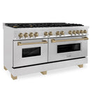 ZLINE Autograph Edition 60 in. 7.4 cu. ft. Dual Fuel Range with Gas Stove and Electric Oven in DuraSnow Stainless Steel with Accents (RASZ-SN-60) - (RASZSN60CB)