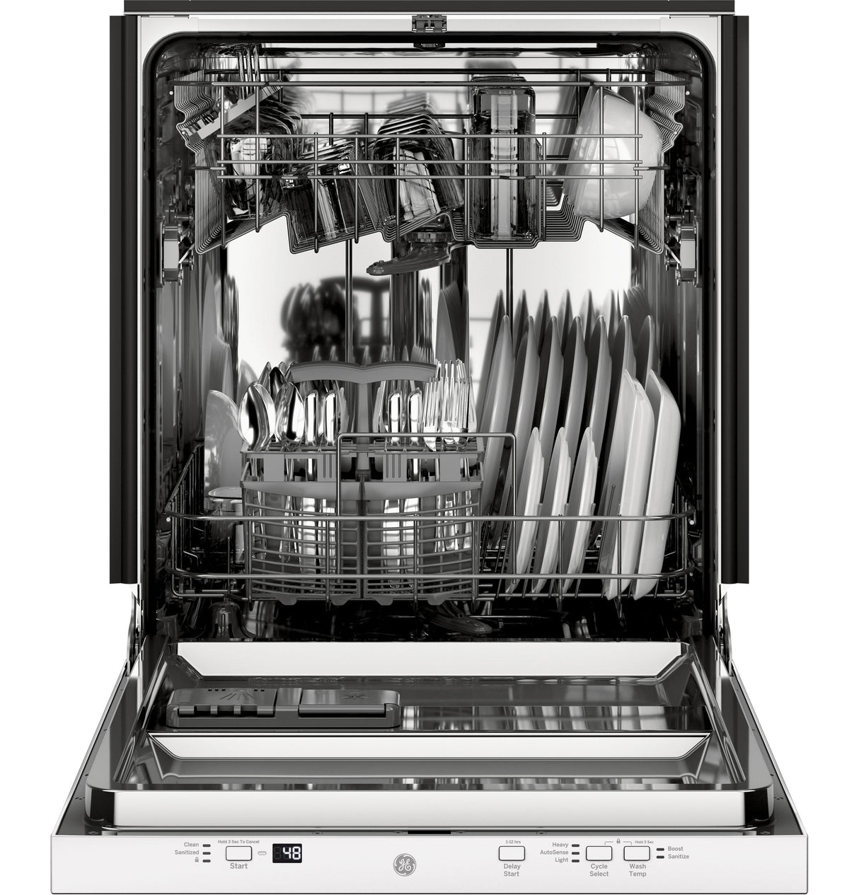 GE GDT226SGLWW - 24 in. Top Control Flush-Mount Dishwasher with 51 dBa Sound Level & Condensate Dry - White