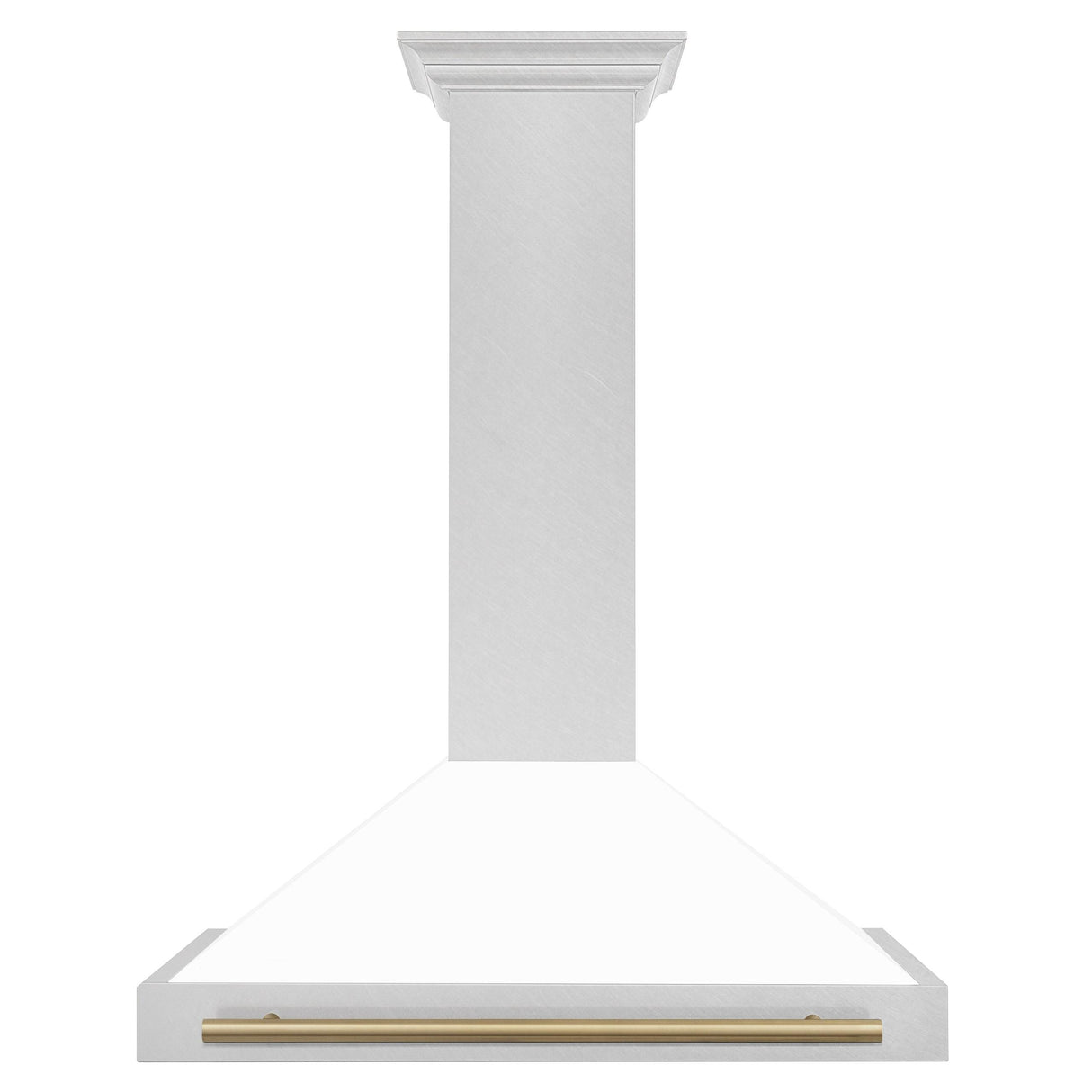 ZLINE 36 in. Autograph Edition Convertible Fingerprint Resistant DuraSnow' Stainless Steel Range Hood with White Matte Shell and Champagne Bronze Handle (KB4SNZ-WM36-CB) [Color: Champagne Bronze Accents] - (KB4SNZWM36CB)