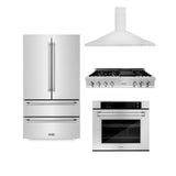 ZLINE Kitchen Package with Refrigeration, 48 in. Stainless Steel Rangetop, 48 in. Range Hood and 30 in. Single Wall Oven (4KPR-RTRH48-AWS) - (4KPRRTRH48AWS)
