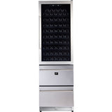 Forno Capraia FWCDR662824S 24 Inch Dual Zone Wine Cooler with 16.25 Cu. Ft. Capacity, 108 Bottle Capacity, 9 Sliding Wine Shelves, Digital Thermostat, Touch Controls, Double Pane Anti-UV Glass Door, Auto Defrost and Charcoal Filter