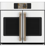 Café CTS90FP4ZW2 matte white French-door wall oven lifestyle kitchen view