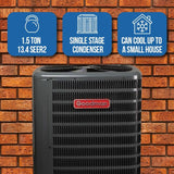 Goodman 1.5 Ton 13.4 SEER2 Air Conditioner Split System - R32 Single Stage - Upflow