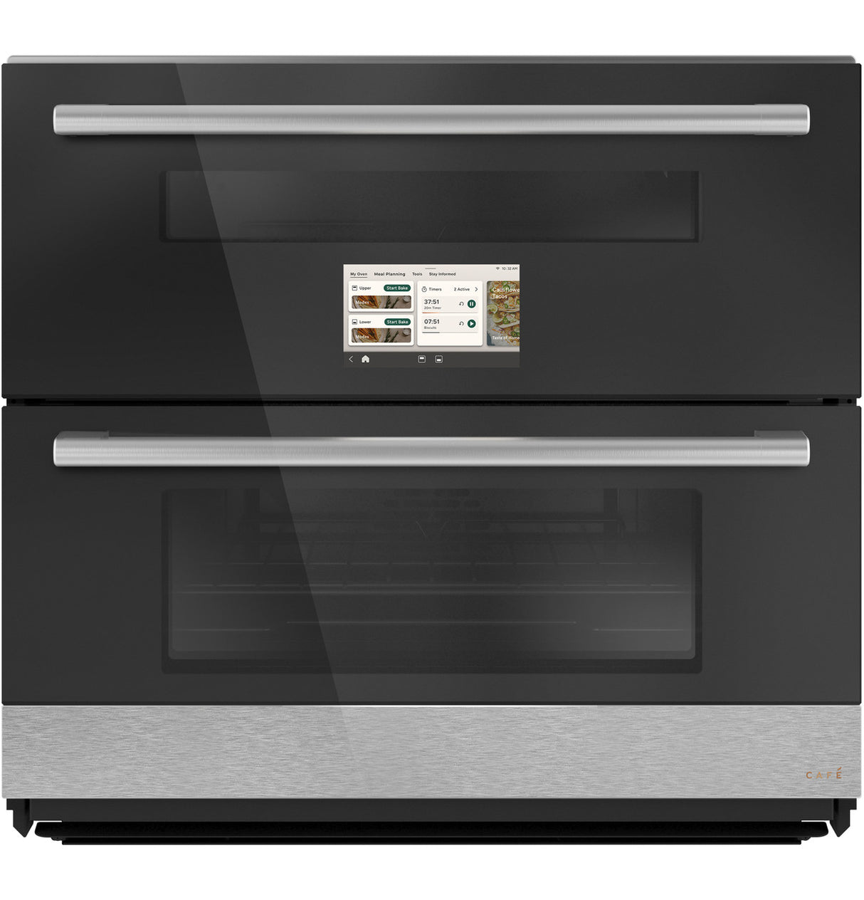 Cafe CTS92DM2ZS5 30 Inch Duo Smart Single Wall Oven in Platinum Glass front view