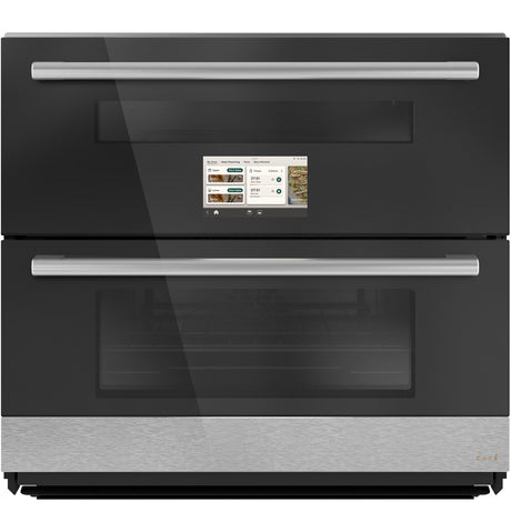Cafe CTS92DM2ZS5 30 Inch Duo Smart Single Wall Oven in Platinum Glass front view
