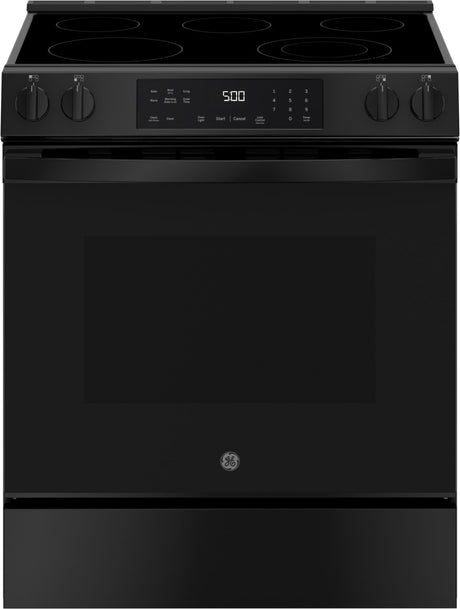 GE GRS500PVBB 30-inch Slide-In Electric Range Black - Front View