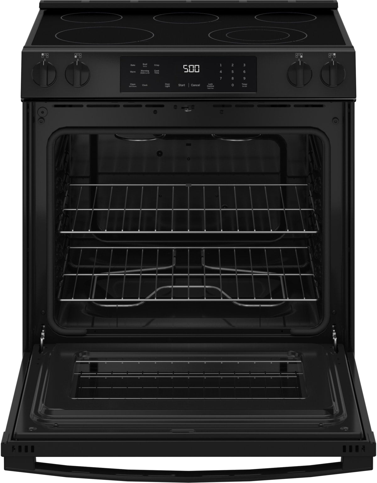 GE GRS500PVBB 30-inch Slide-In Electric Range Black - Oven Open