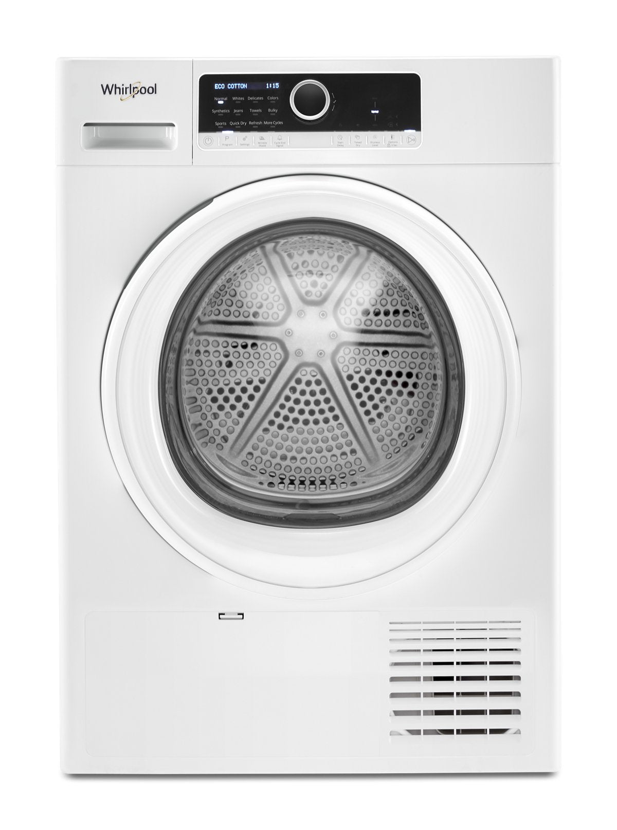 Whirlpool WCD3090JW white ventless dryer front
