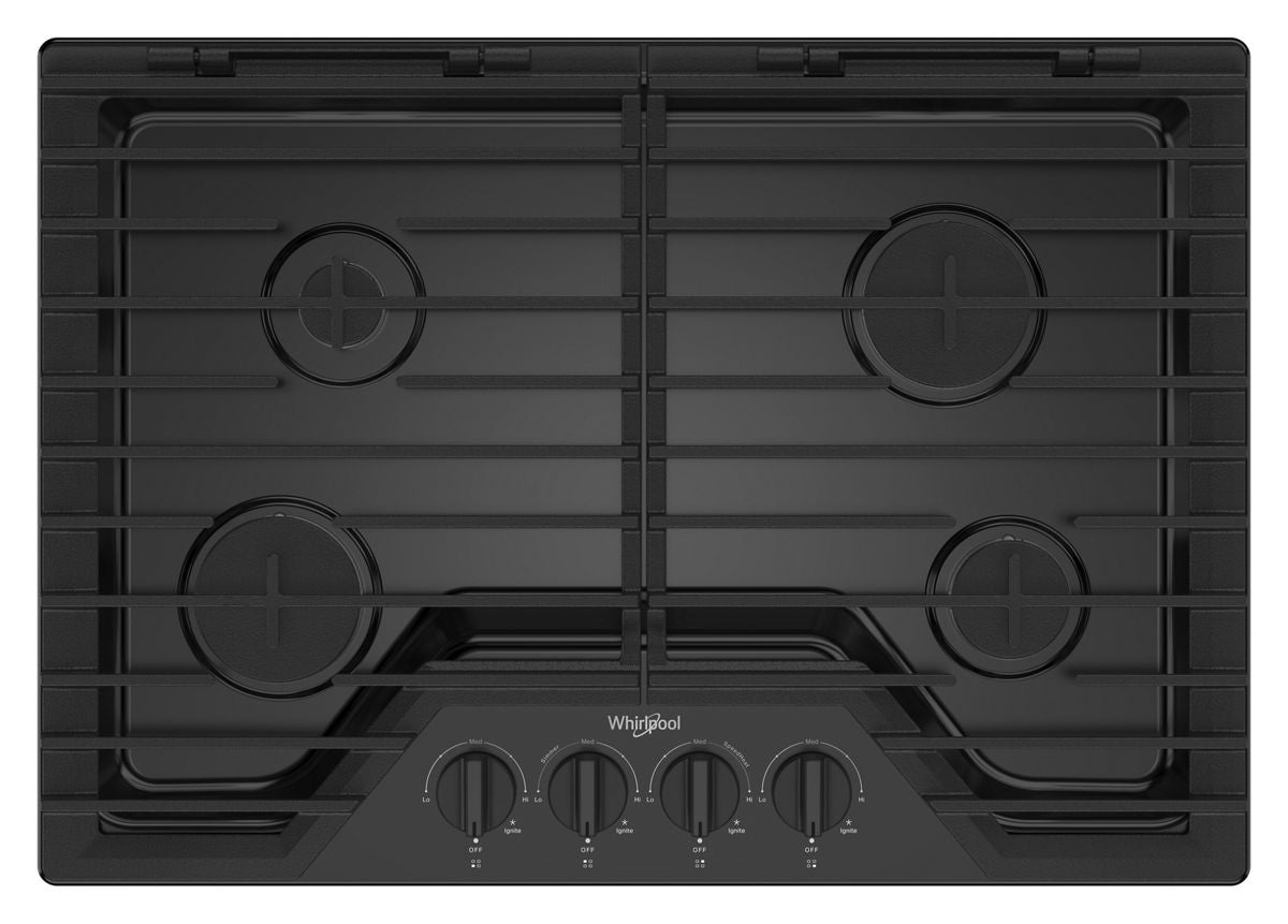 Whirlpool WCGK5030PB 30-inch gas cooktop in black