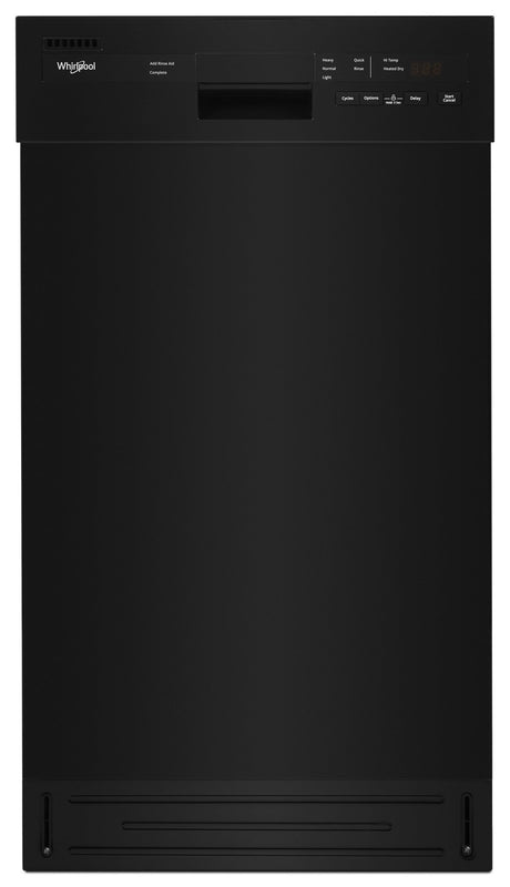 Whirlpool WDPS5118PB black compact dishwasher front