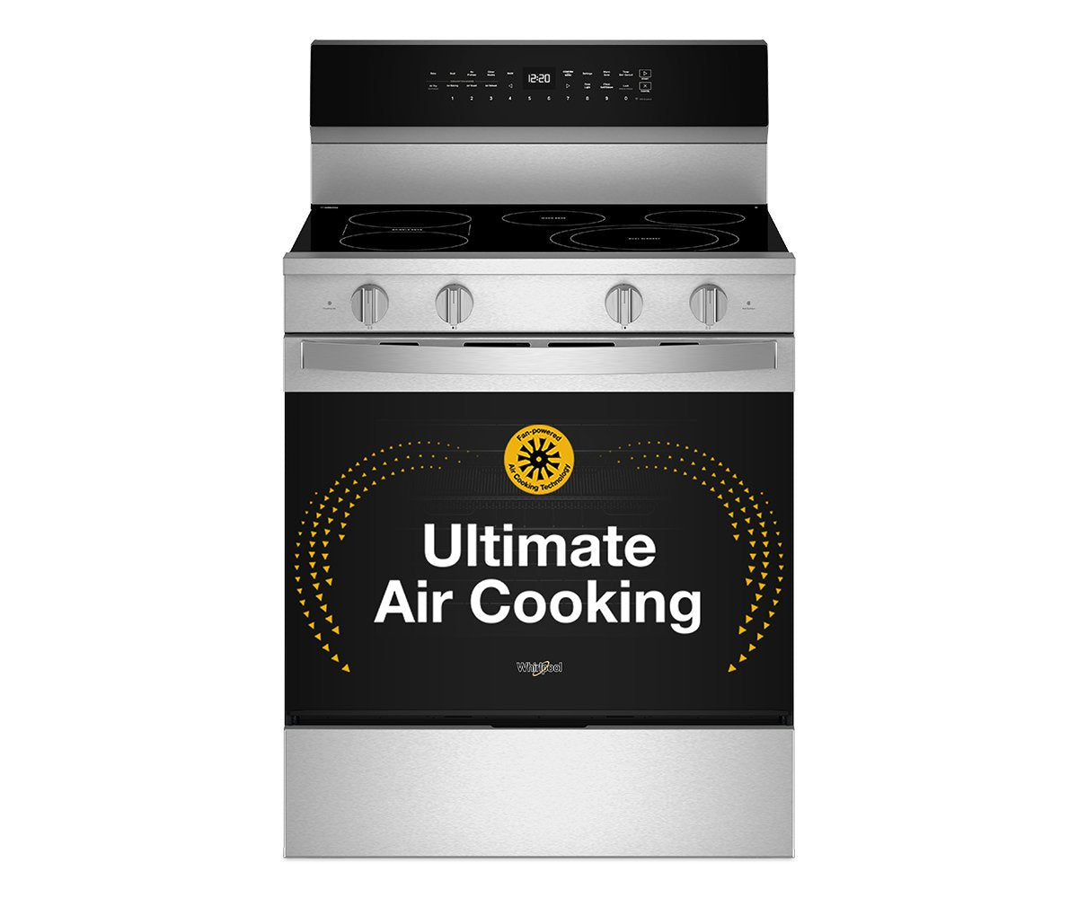 Whirlpool WFES7530RZ stainless electric range front