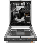 Café 24" CustomFit Smart Built-In Dishwasher with Ultra Wash & Dual Convection Ultra Dry, 16 Place Settings, 44 dBA - Matte Black with Brushed Stainless Handles
