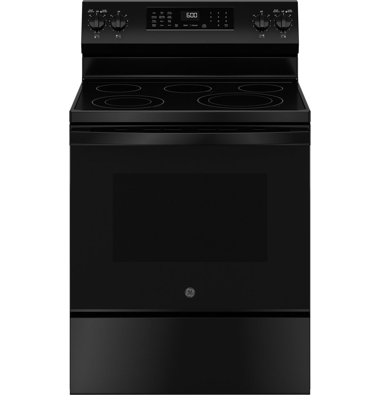 GE GRF600AVBB 30 inch free-standing electric convection range in Black - front view