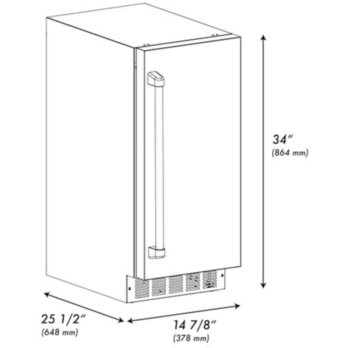 ZLINE ICCDST15 Touchstone Indoor/Outdoor 15" Built-In Ice Maker with 26 Lbs. Storage Capacity in Stainless Steel